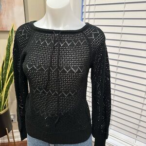 Vintage Crochet Sweater Small BLACK
